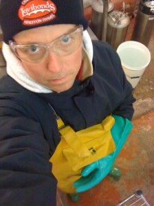 Jeff during a marathon bottling session in the cold