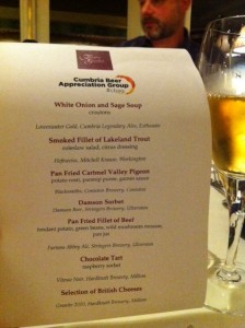 Cumbrian Beer Appreciation Group Meal Menu